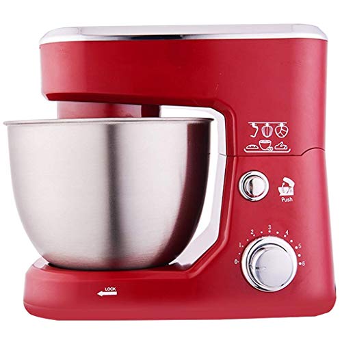 Knetmaschine Multifunktionsküchenmaschine 6-Gang-Einstellfunktion Edelstahlschale Haken für Knetmaschine Eiweiß Salat Fleischfüllung Rot