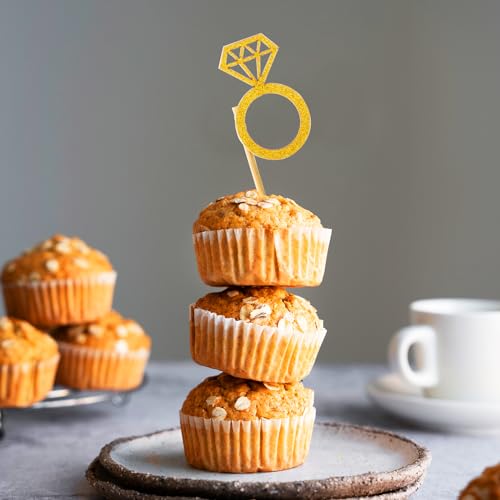 Bremorou 574809_1_DKXRMX58 30Pcs Diamond Ring Cupcake Toppers Engagement Cupcake Toppers Bridal Shower Glitter Diamond Wedding Ring Cupcake Picks thumb #4