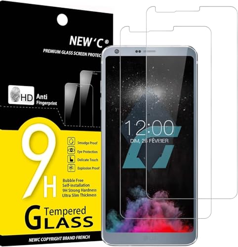 NEW'C 2 Piezas, Protector Pantalla para LG G6, Cristal Templado Antiarañazos, Antihuellas, Sin Burbujas, Dureza 9H, 0.33 mm Ultra Transparente, Ultra Resistente