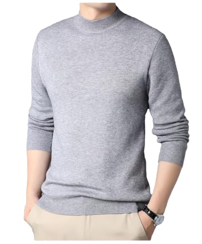 Men's Autumn Winter Soft Warm Knitted Sweater Classic Joker Solid Mock Neck Long Sleeve Pullovers Tops