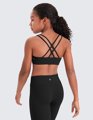 CRZ YOGA Softness Mold Girls Butterluxe Sports Bra - Double Spaghetti Strappy Scoop Neck for Training Yoga Dance Teens Kids2