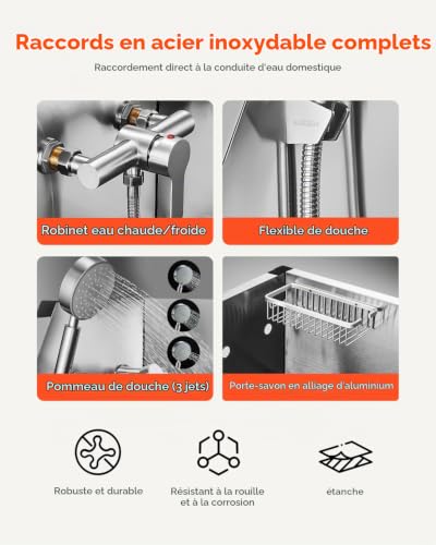 VEVOR Baignoire chien inox 127 cm station lavage escalier. Robinet pommeau douche porte droite. - vue 6