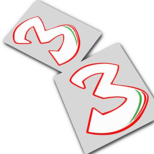 Twisted Melon Max Biaggi número 3 blanco gráficos de motociclista x 2 piezas