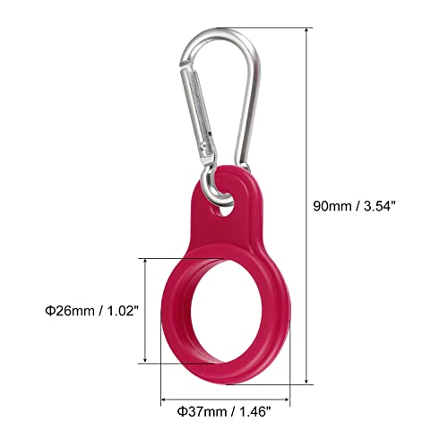 PATIKIL Silicone Water Bottle Clip with Buckle, 2 Pack Drink Holder Hook Keychain Clip Ring for Outdoor Activities Daily Use Red Silver - Image 2