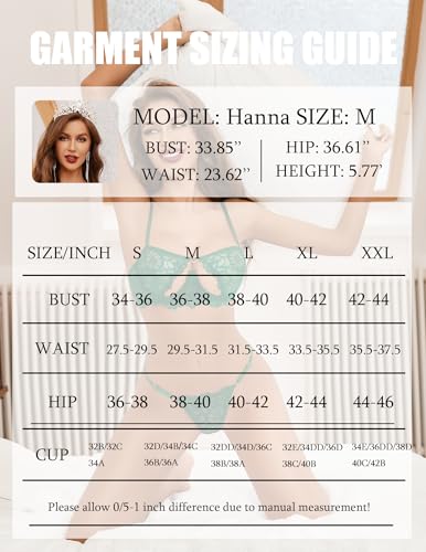 Image of Avidlove Lingerie for Women Sexy Lace Bra and Panty Set Underwire Push Up Lingerie Sets Demi Half Cup