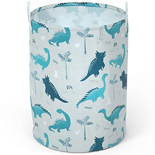 Image of Large Dinosaur Laundry Basket, ZUEXT Waterproof, 63L Freestanding Laundry Hamper, Collapsible Tall Clothes Hamper with Handles for Clothes, Kids Boys Nursery Bedroom, Toy Storage, Birthday Gift Basket