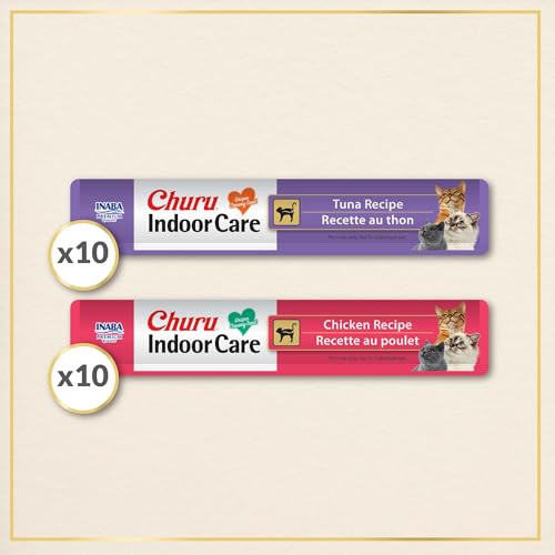 INABA Churu Indoor Care for Hairball Control, Functional Lickable Cat Treat with Taurine & Green Tea Extract, 0.5oz Each, 20 Tubes Total, Tuna & Chicken Variety - image 5