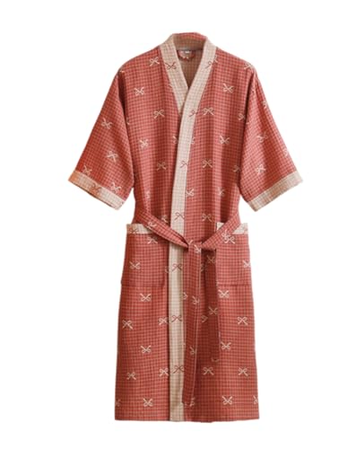 Unisex Cotton Double-layer Gauze Bathrobe Loose Hotel Home Nightgown Japanese Kimono Robe