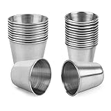 AUEAR, 20 Pack 1 and 1.5 Ounce Stainless Steel Shot Cups Metal Glasses Drinking Vessel Tumbler Barware for Home Bar Party Restaurant