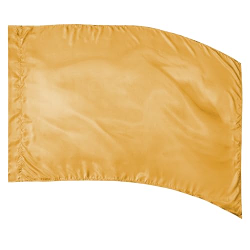 Color Guard Flag 36 x 54 Inch, Silk Curved Rectangle Worship Flags for Practice Performance Dance, Cheer, Competition, Capture, DIY, Solid Color Flag with Tear Resistant Poly Silk, Two Tabs (Gold)