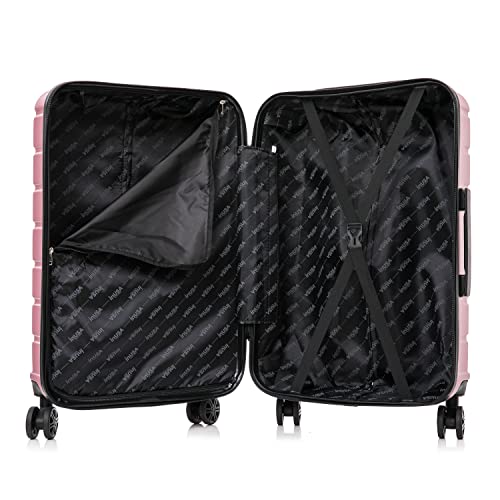 Image of InUSA TREND Luggage with Spinner Wheels | Durable lightweight Hardside Suitcase, Travel bag with Handle and Trolley, 24-Inch Medium Checked luggage | Rose Gold