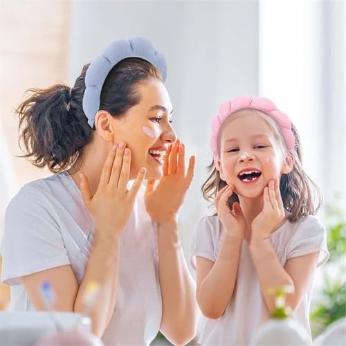 Diadema suave de maquillaje y spa para mujer, tela de rizo/esponja reutilizable para lavado facial, ducha, cuidado de la piel, diadema absorbente para máscara facial y eliminación de maquillaje (rosa - imagen 7