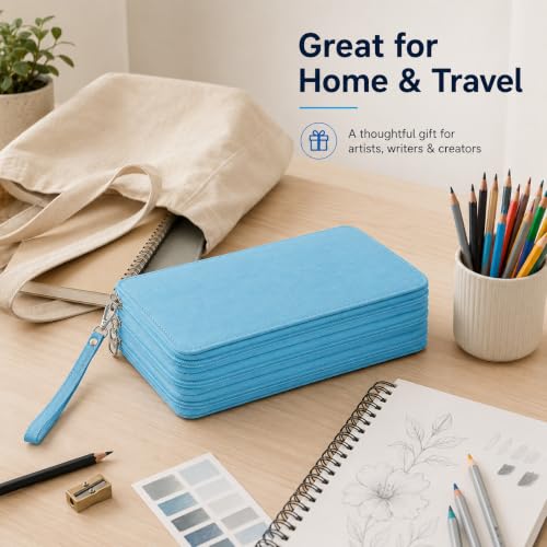 Image of 216 Slots Colored Pencil Case Organizer, 4 Layer Bag