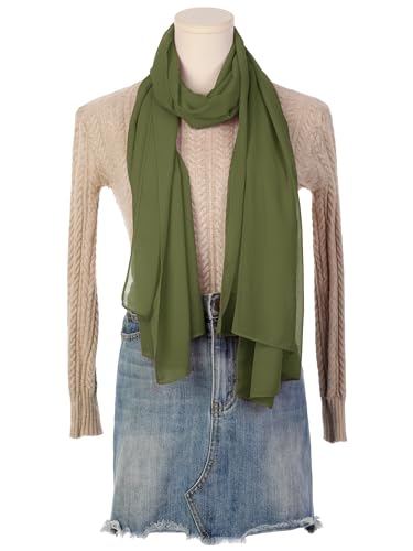 Women's Solid Chiffon Scarf, Lightweight Soft Sheer Long Head Wrap Shawl Scarves for All Season2