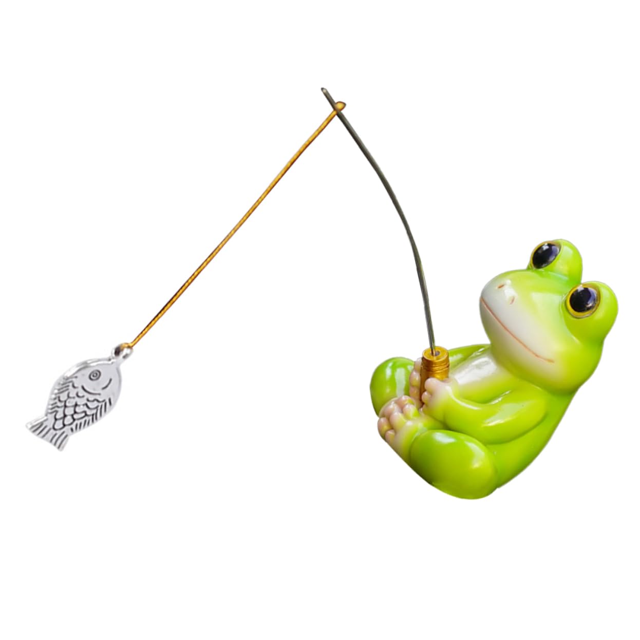 PRETYZOOM 2 Piezas Estatua De Pesca De Rana Decoraciones para Peceras Pequeñas Ornamento del Acuario Mini Figuritas De Ranas Juguetes De Pescado para Niños Mini Ranas Resina Green