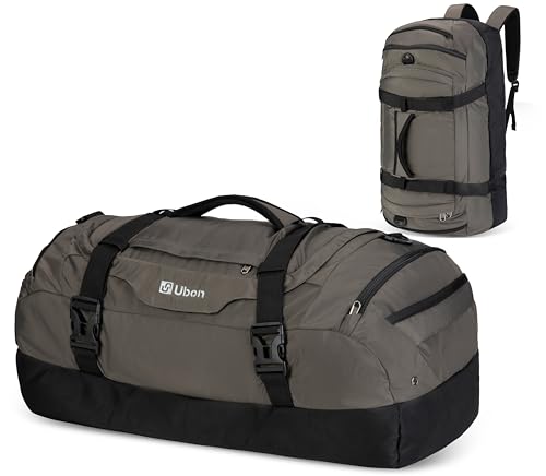 Ubon Reisetasche Größe 80L Übergroßes Handtasche mit Laptopfach Belüftetes Kompressionsriemen Duffle Bag Praktische Wanderrucksäcke für Urlaub und Sport Camping Strand Ausflüge Grau