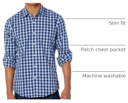 Image of Amazon Essentials Men's Regular-Fit Long-Sleeve Casual Poplin Shirt, Button Front, Business Casual, Collared