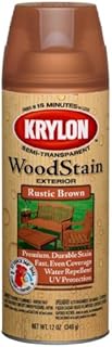 Krylon K03603000 Exterior Semi-Transparent Wood Stain, Rustic Brown, 12 Ounce