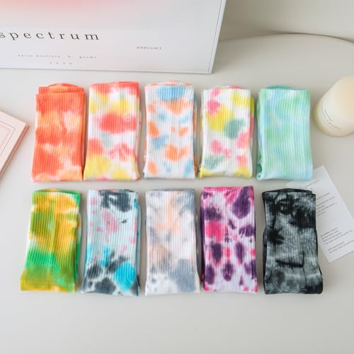 4 Pairs Women Yoga Socks with Grips,Tie Dye Non Slip Grip Crew Socks Colorful Grippy Socks for Barre Ballet Barefoot Workout3