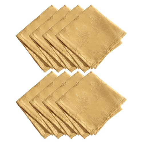 Elrene 91093GLD Home Fashions Elegant Woven Leaves Jacquard Damask Cloth Napkin Set cover
