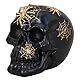damaloo Totenkopf Deko schwarz mit Spinnen - Totenschädel Dark Romance - Skelett Schädel - Gruseldeko - Skull - Tag der Toten Skulptur - Gruselige Halloween Dekoration - Steampunk Gothic Skeleton
