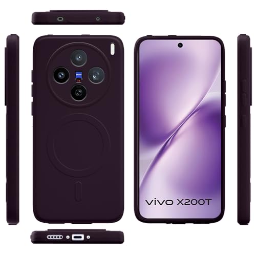 Image of Back Cover Compatible with Vivo X200T 5G | MagFit Ring Design (Non-Magnetic) | Shockproof Case | Anti-Slip Grip | Raised Camera Edges | Slim Protective Case for Vivo X200T 5G /X200s 5G(Purple)