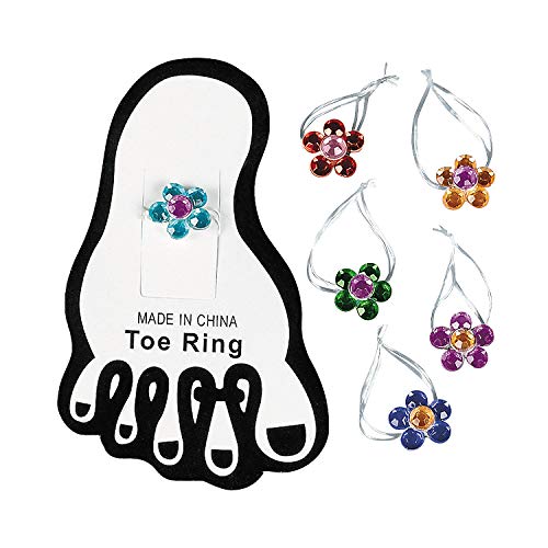 Acrylic Flower Toe Rings - Stretchy and Elastic for Easy Fit - Set of 12 - Fun Jewelry for Women and Girls
