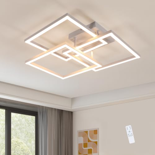 Comely Lampadario LED Soffitto Dimmerabile 62cm, 40W 4500LM Plafoniera LED Soffitto Moderna Design con Telecomando 3000K-6500K, Lampade da Soffitto per Soggiorno Camera da Letto Cucina