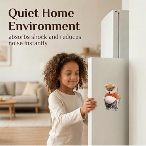 ZENQARI 4 Stück Türstopper Sticker aus Gummi & PVC – Braune Shiba Inu Hundekopf Aufkleber als lustiger Türanschlag und Handy-Sticker für Zuhause