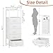 Somdot Tall Dresser for Bedroom, 5 Drawers Nightstand Vertical Storage Tower Unit, Night Stand Furniture with Fabric Drawer Organizer in Bedside Hallway, Entryway, Kids Room, Closet, White Leather