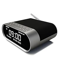 AZATOM DAB/DAB+ & FM Bedside Digital Radio | Dual Alarms & Sleep Timer | USB Device Charging | Mains Powered | Bluetooth | Perfect for the Bedroom Revival R1 (Silver)