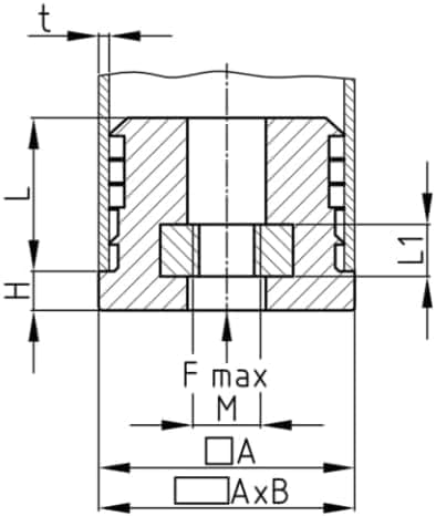 4X Gewindestopfen Vierkantrohrstopfen 35x35 mm 1,5-2 mm mit M8 Innengewinde