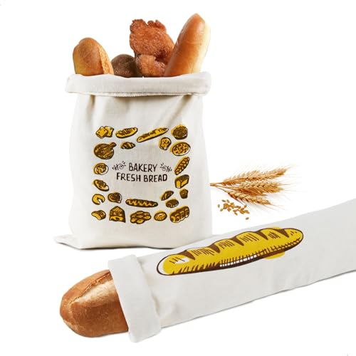 fuxunamz Sacchetto Portapane, 2 Pezzi Sacchetto Stoffa, Contenitore pane, Sacco per Il Pane con Cordoncino per Conservare Il Pane, Regalo di Benvenuto per una Nuova Casa