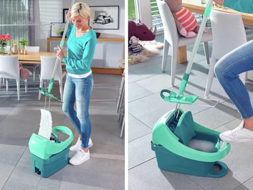 Leifheit Set Wischtuchpresse Profi XL mit Bodenwischer und Rollen, Putzen mit sauberen Händen &...
