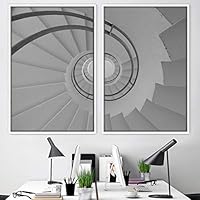 2 Piece Framed Canvas Wall Art Stairs Architecture Canvas Prints Home Artwork Decoration for Living Room,Bedroom - 16