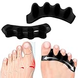 sundpik Toe Separators for Women and Men, Gel Toe Spacers for Pedicure and Foot Alignment, Comfortable Foot Care for Bunions and Overlapping Toes (10, Black)