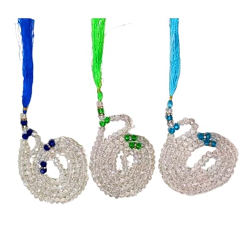 Image of Islamic Prayer Crystal Beads Tasbeeh with Silk Tassel, Skyblue Green Nevy Blue Color For Dhikar Best Gift of Hajj Umrah, Ramadan as Sadqa-e-Jariya Set of 3