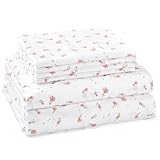 BYSURE Queen Sheet Set 6 Pieces (Pink Floral), Cottage Core Botanical Patterned Sheets, Victorian Flower Microfiber Bedding Decor