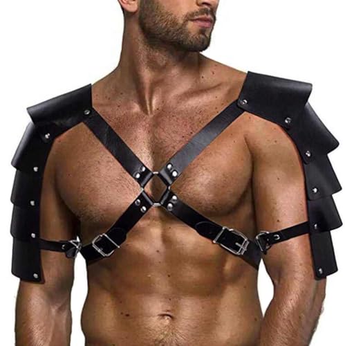 Men's Faux Leather Body Chest Harness Adjustable Shoulder Armors Buckles