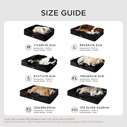 BEDSURE orthopädisches Hundebett Ergonomisches Hundesofa - 71x58 cm Hundecouch mit eierförmiger Kistenschaum für kleine Hunde, waschbar rutschfest Hundebetten, schwarz