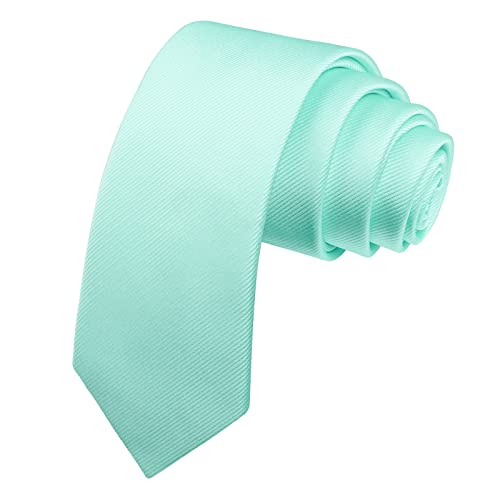 Alizeal Mens Solid Color Skinny Tie 2.36 inches (6cm width) Casual Neckties (Light Mint)