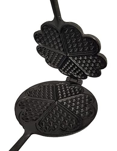 Forma Waffle Ferro Fundido Cabo Madeira Fogão a Lenha 16cm