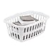 Sterilite 1.5 Bushel Rectangular Laundry Basket, Plastic, Classic Design for Carrying Clothes to and from the Laundry Room, White and Aqua, 12-Pack
