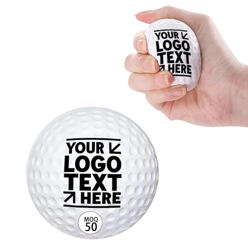 Mia &Amp; Cale Pack Of 50 Custom Stress Balls With Logo - Personalized Golf Ball Style Stress Relievers For Corporate Gifts, Employee Wellness Programs