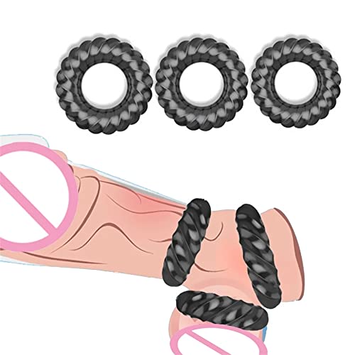 Silicona negra Delay Time Anillo de silicona de 3 para hombre