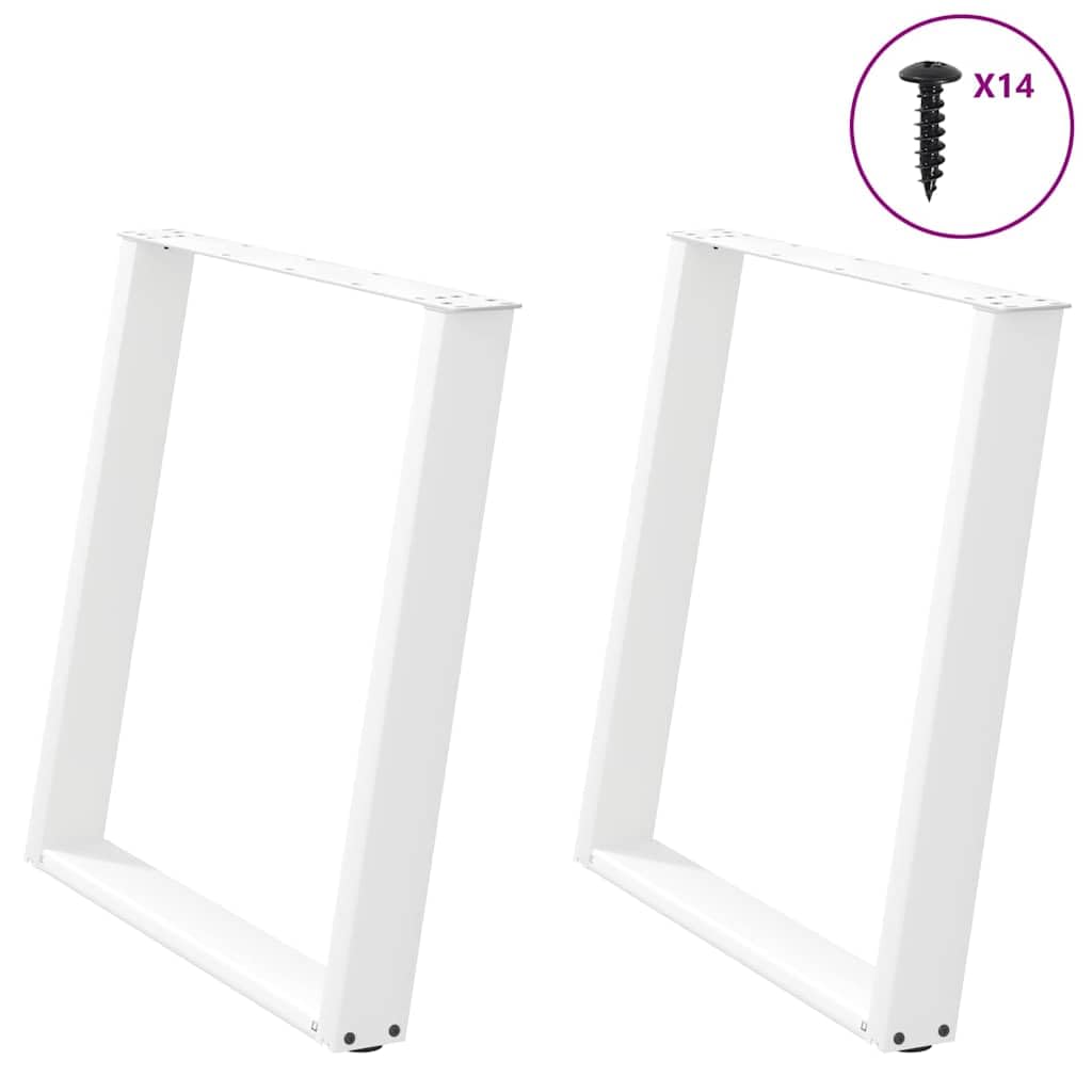 Gambe da tavolo in metallo a forma di U, 2 pezzi, bianco, 80 x 72-73 cm, in acciaio, con piedini di livellamento regolabili