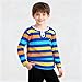 Shirt for Teens Girl Kids 2026 Fashion Striped Henley Shirt Long Sleeve Boys Girls Crewneck Athletic Uniform Cute Bear Print School Tops Orange
