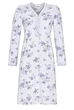 100% Baumwolle Ringella Damen Nachthemd mit Knopfleiste Pastell-bleu 42 1511009,Pastell-bleu, 42