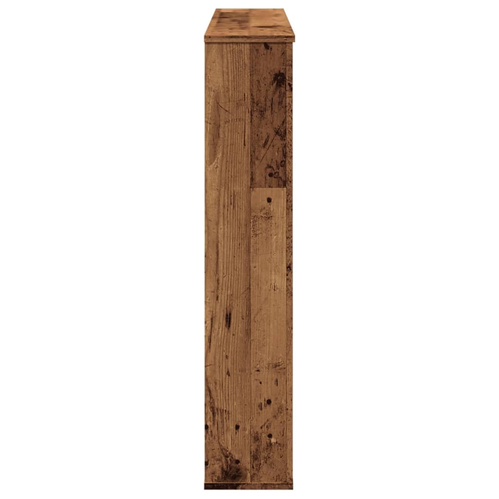 Repisa de chimenea con aspecto de madera envejecida, 100 x 20 x 100 cm, repisa para chimeneas eléctricas, función de almacenamiento con soporte de pared, accesorios de chimenea para salón y