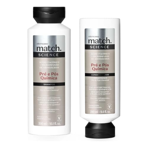 Kit O BOTICARIO Match Shampoo e Condicionador Pré e Pós Química - Nutrição e Hidratação para Cabelos Quimicamente Tratados